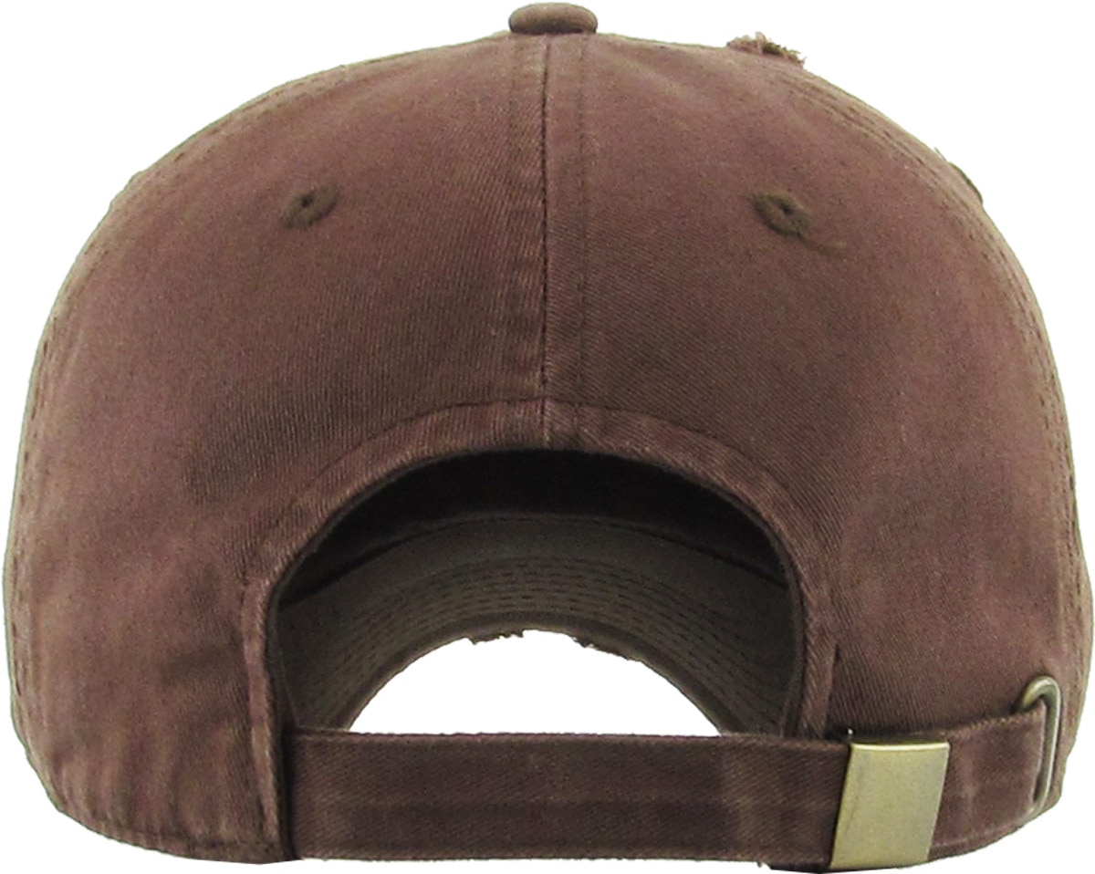 Brown Distressed Vintage Baseball Cap Back View